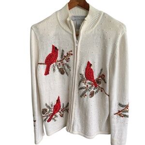 Vintage Tiara International Christmas Collection Red Cardinal Sweater Size M